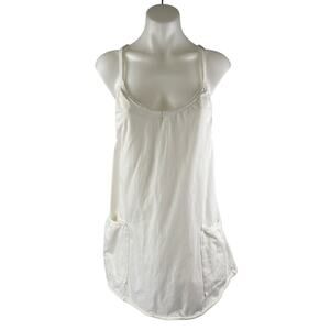 Free People Hot Shot White Sleeveless Racerback Cami Mini Active Romper Dress M